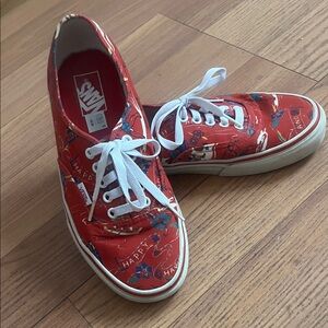 Vans Red and White Graphic Sneakers